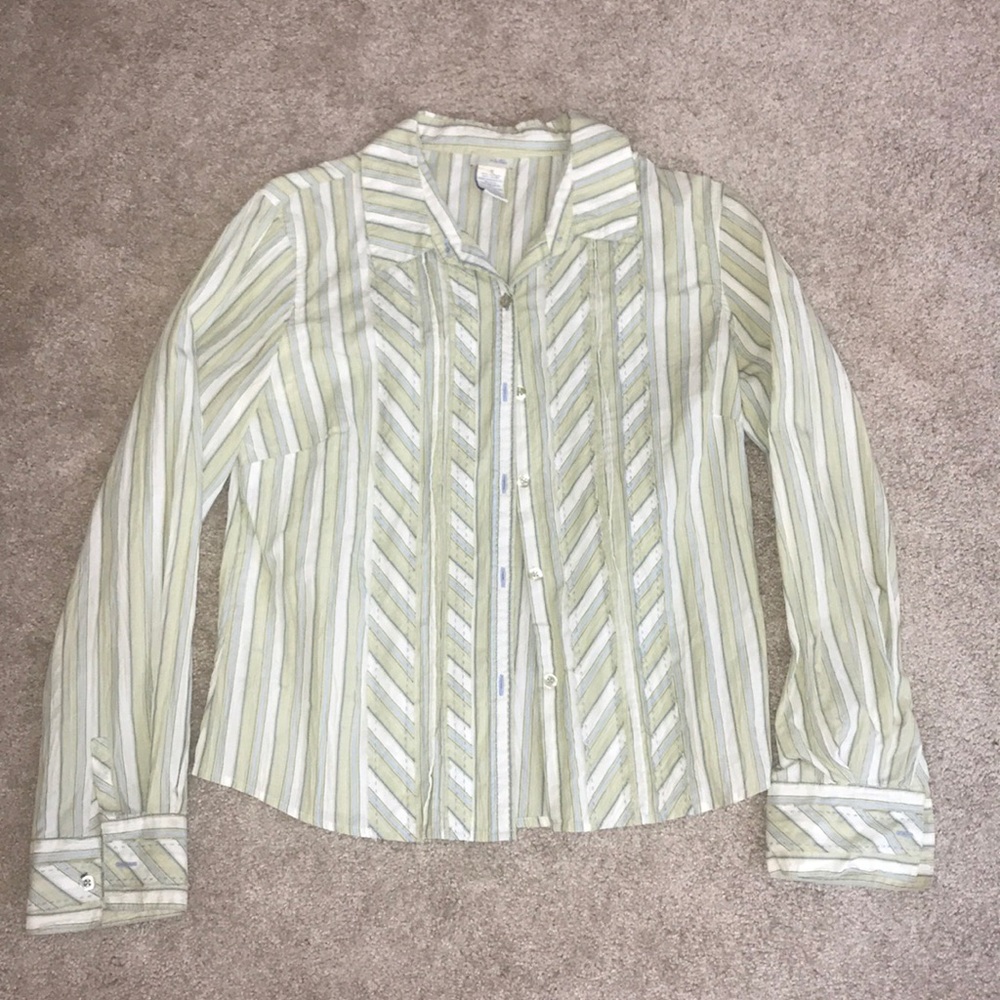 Anthropology embroidered button down top